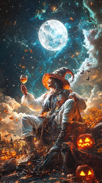 万圣节女巫与南瓜灯