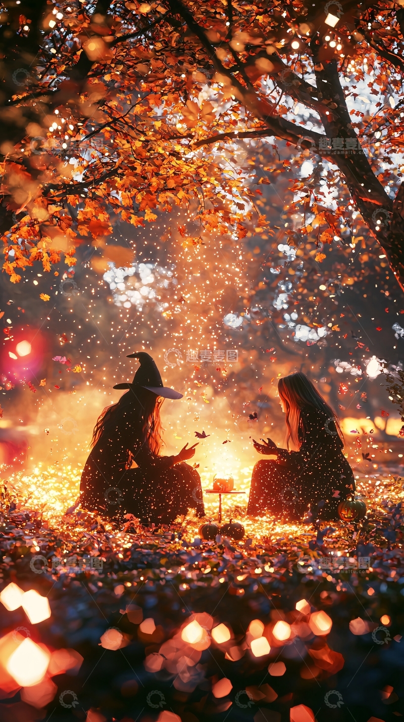 高清大图下载【趣麦麦图】秋夜巫女聚会