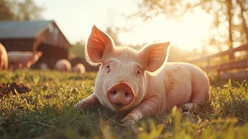 夕阳下的小猪
