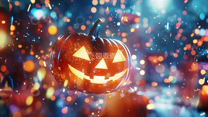 高清大图下载【趣麦麦图】万圣节南瓜灯夜景