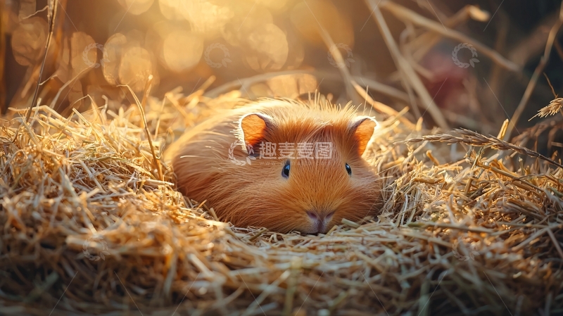 高清大图下载【趣麦麦图】阳光下的小豚鼠