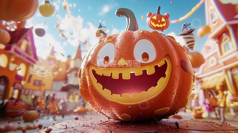 高清大图下载【趣麦麦图】万圣节南瓜灯庆祝场景
