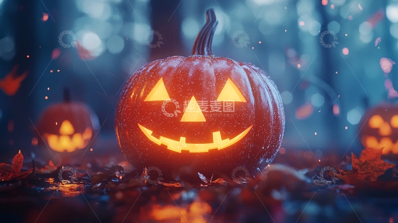 高清大图下载【趣麦麦图】万圣节南瓜灯夜景