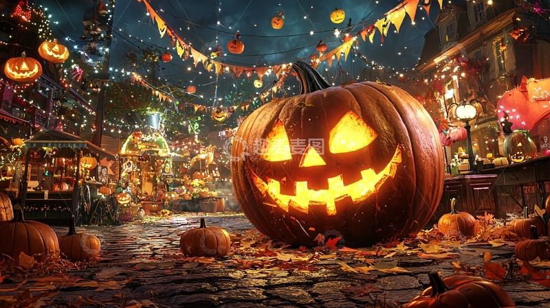 高清大图下载【趣麦麦图】万圣节南瓜街景