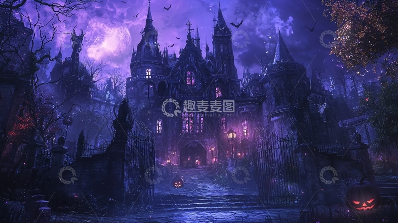 高清大图下载【趣麦麦图】万圣节夜晚的神秘城堡