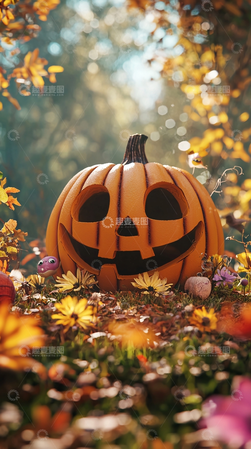 高清大图下载【趣麦麦图】秋日南瓜灯与自然美景