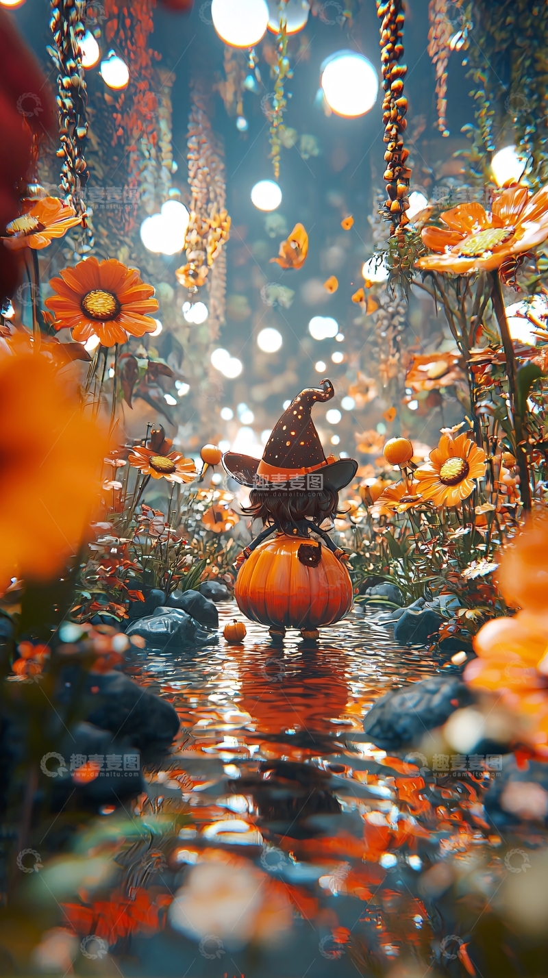 高清大图下载【趣麦麦图】万圣节南瓜女巫主题背景