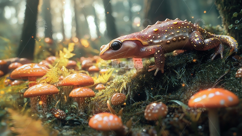 高清大图下载【趣麦麦图】森林中的神秘生物与蘑菇