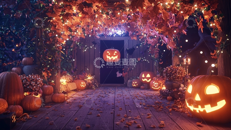 高清大图下载【趣麦麦图】万圣节南瓜灯装饰场景