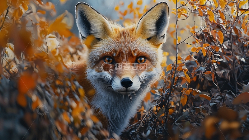 高清大图下载【趣麦麦图】秋日森林中的狐狸
