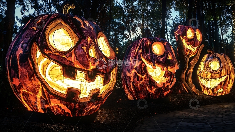 高清大图下载【趣麦麦图】万圣节南瓜灯夜景