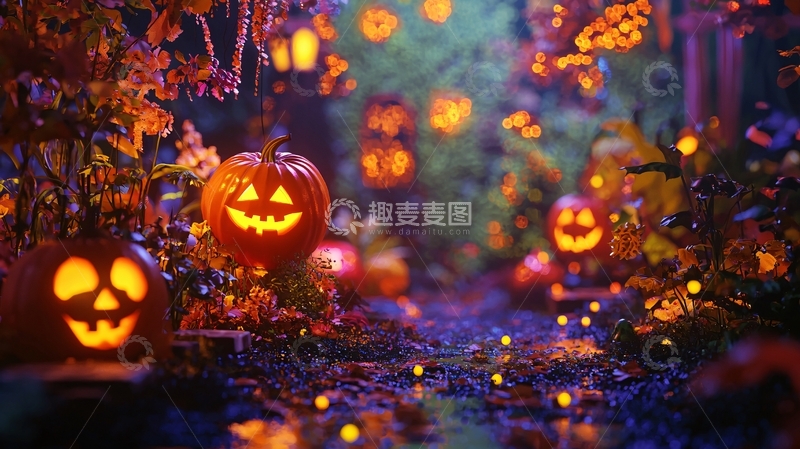 高清大图下载【趣麦麦图】万圣节南瓜灯装饰场景