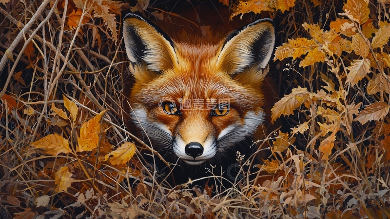 高清大图下载【趣麦麦图】秋日森林中的狐狸