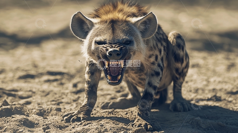 高清大图下载【趣麦麦图】非洲鬣狗咆哮特写