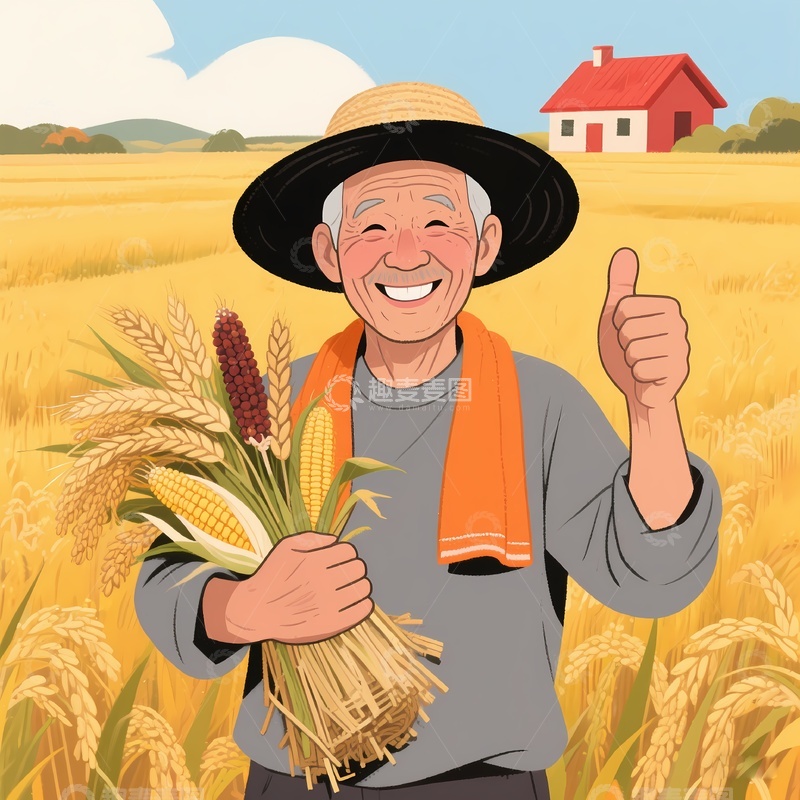 高清大图下载【趣麦麦图】农民伯伯丰收季