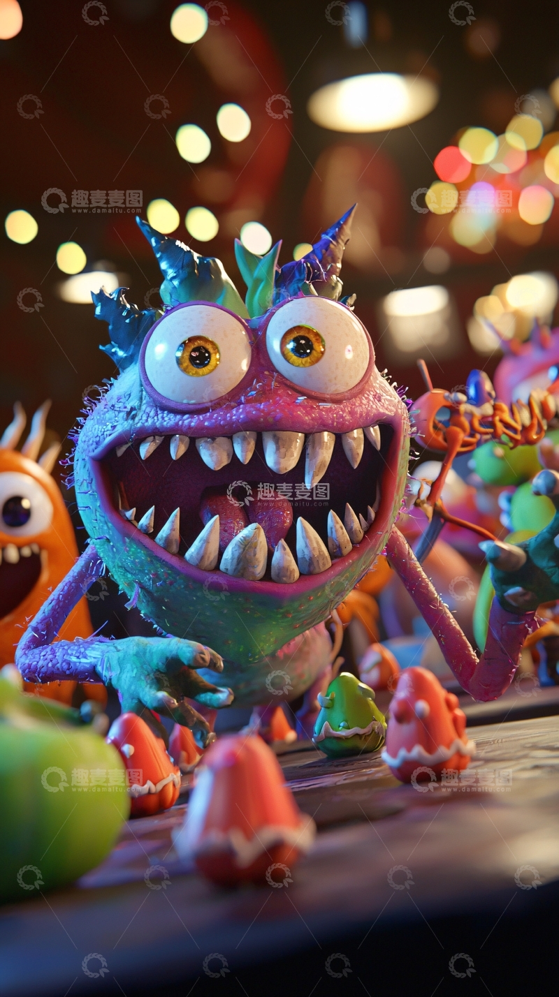 高清大图下载【趣麦麦图】万圣节怪物聚会场景