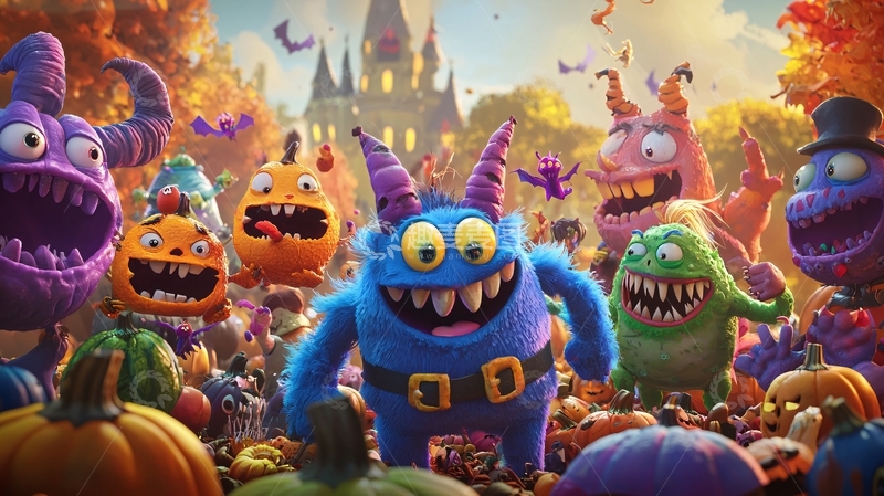 高清大图下载【趣麦麦图】万圣节怪物狂欢派对