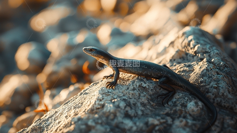 高清大图下载【趣麦麦图】阳光下的蜥蜴岩石爬行动物