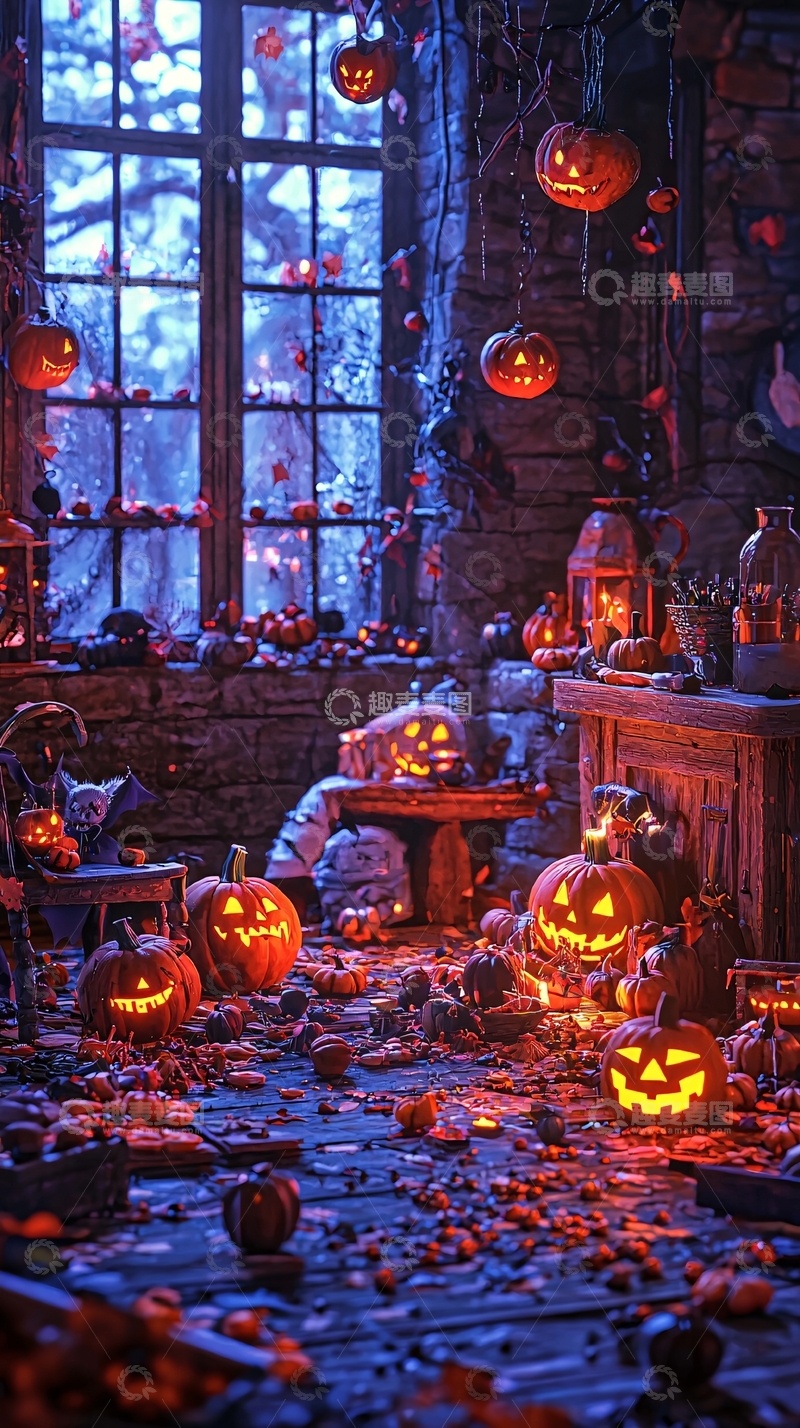 高清大图下载【趣麦麦图】万圣节南瓜灯装饰场景