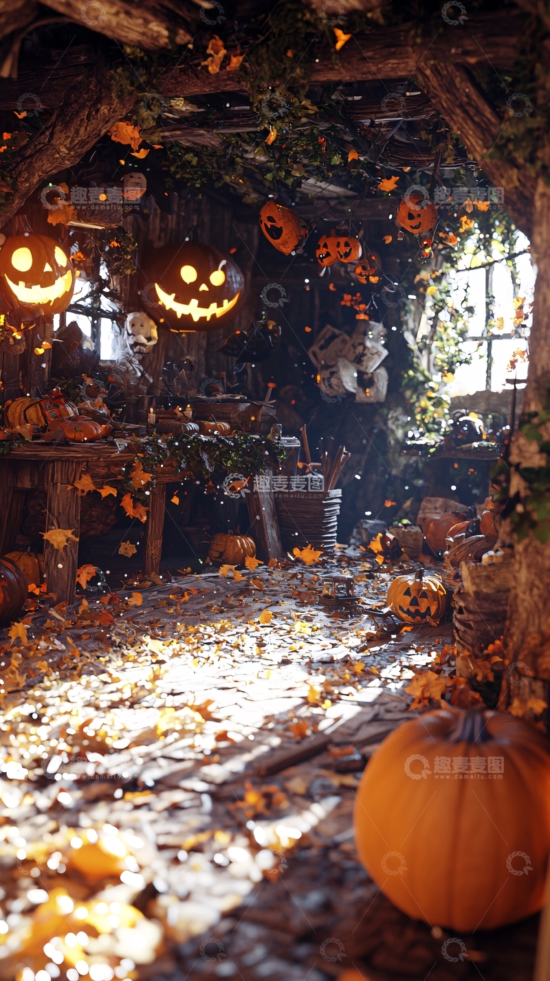 高清大图下载【趣麦麦图】万圣节南瓜灯装饰场景
