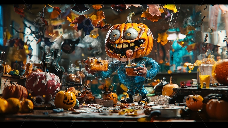 高清大图下载【趣麦麦图】万圣节南瓜怪物场景