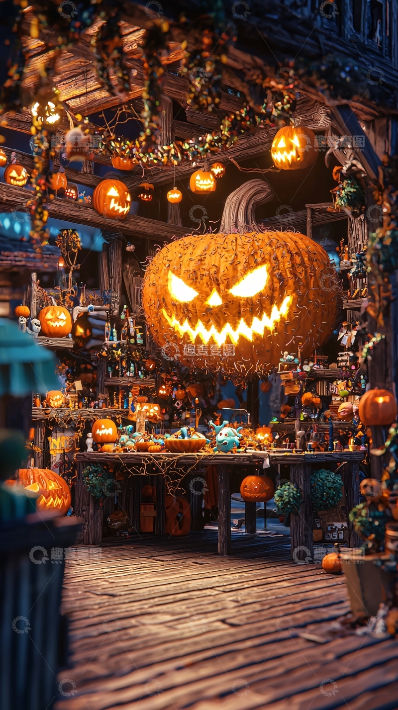 高清大图下载【趣麦麦图】万圣节南瓜灯装饰场景