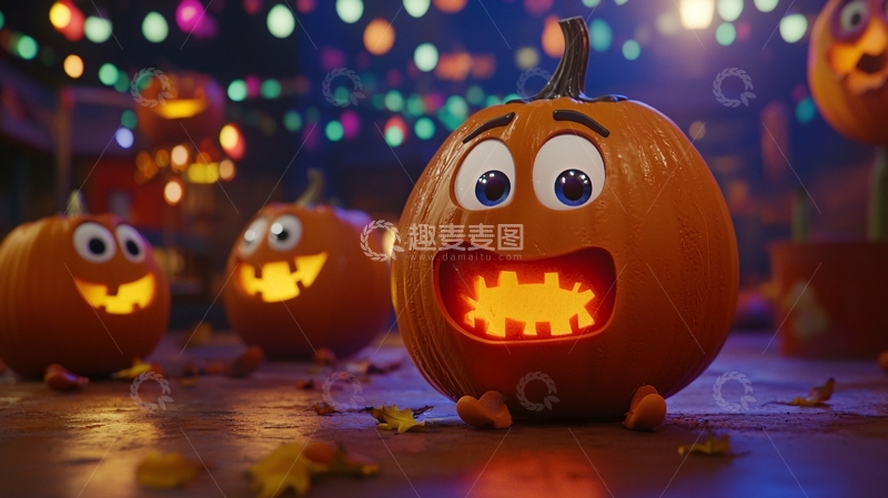 高清大图下载【趣麦麦图】万圣节南瓜灯夜景