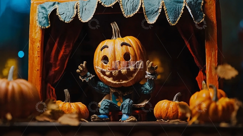 高清大图下载【趣麦麦图】万圣节南瓜舞台表演场景