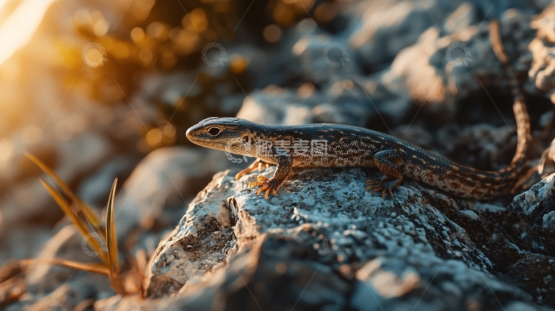 高清大图下载【趣麦麦图】阳光下的岩石上的蜥蜴