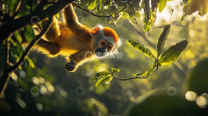 高清大图下载【趣麦麦图】-阳光下的猴子树枝特写