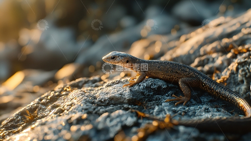 高清大图下载【趣麦麦图】阳光下的蜥蜴岩石爬行动物