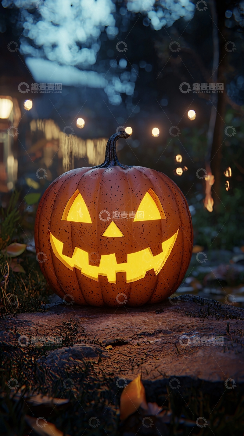 高清大图下载【趣麦麦图】万圣节南瓜灯夜景