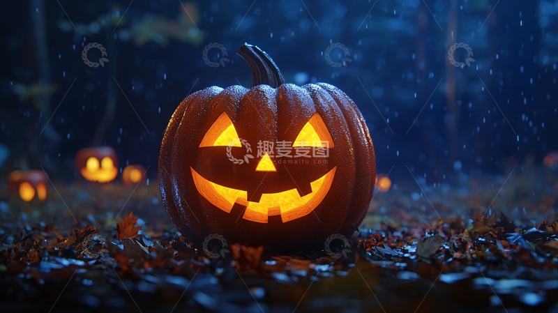 高清大图下载【趣麦麦图】万圣节南瓜灯夜景