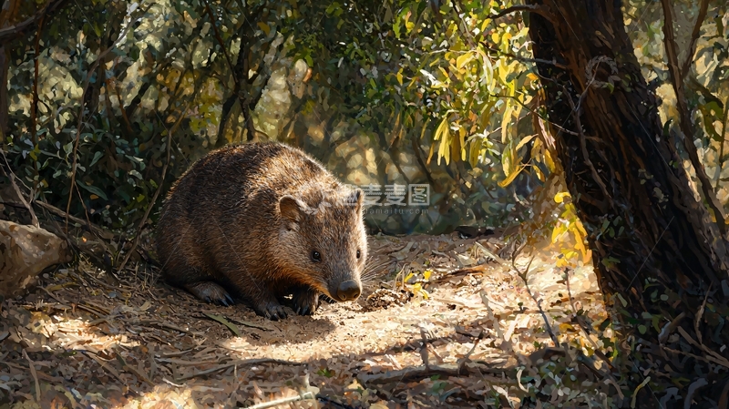 高清大图下载【趣麦麦图】森林中的袋熊