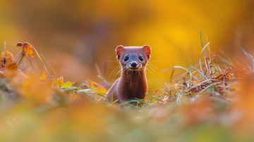 秋日草地上的小动物