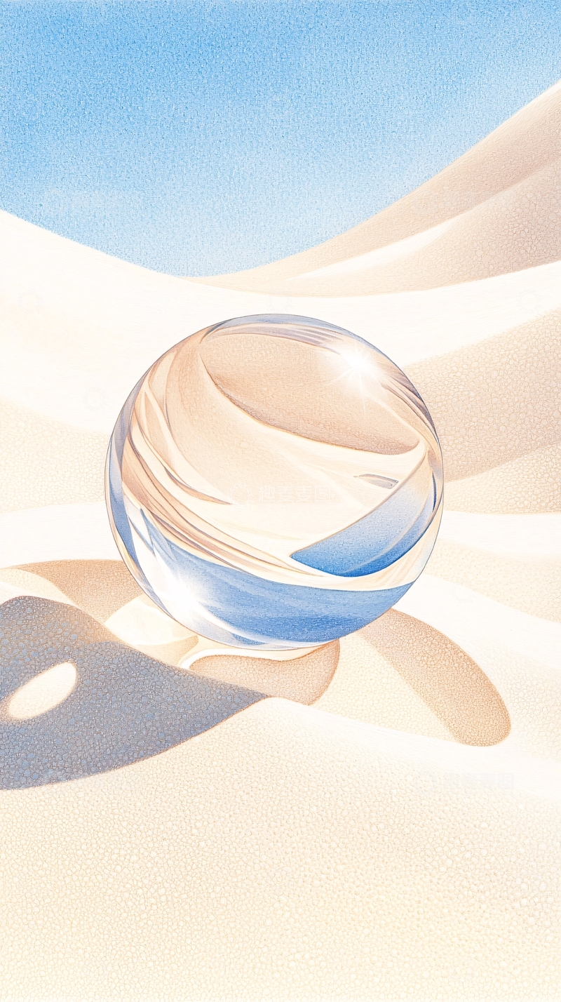 高清大图下载【趣麦麦图】沙漠中的水晶球