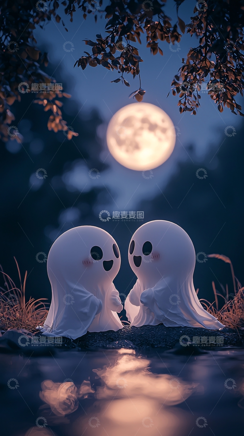 高清大图下载【趣麦麦图】夜色中的幽灵情侣