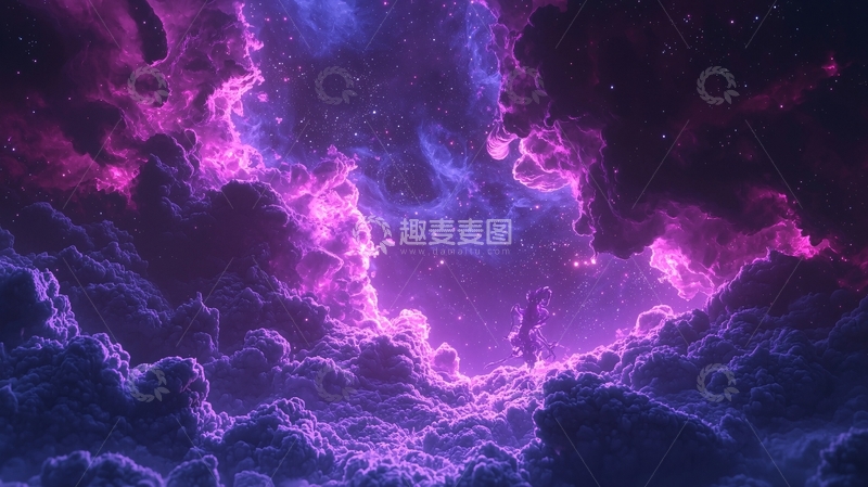 高清大图下载【趣麦麦图】梦幻星空云海背景图