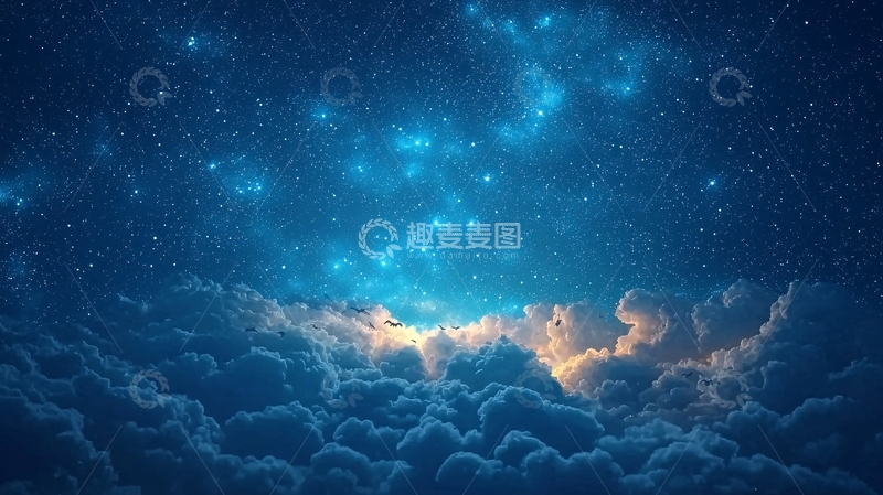 高清大图下载【趣麦麦图】夜空中的云层与星辰