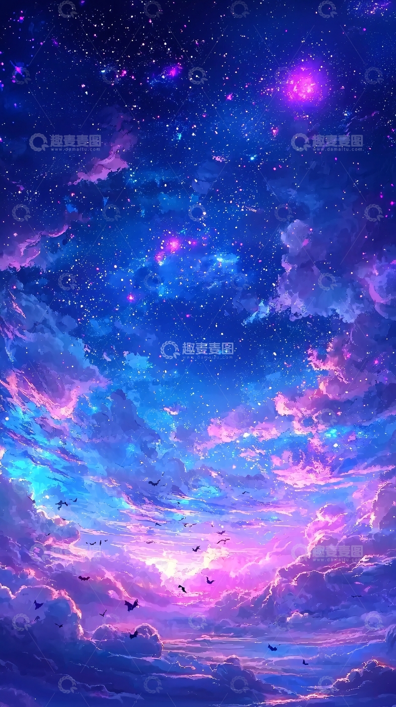 高清大图下载【趣麦麦图】梦幻星空与云彩