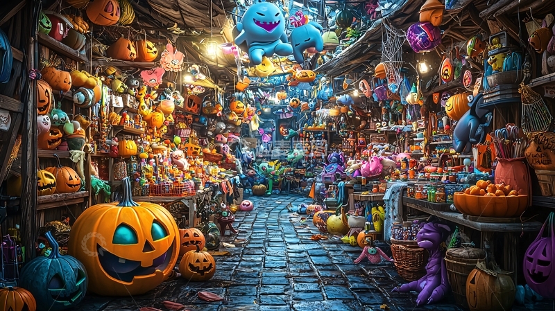 高清大图下载【趣麦麦图】万圣节主题市场店铺