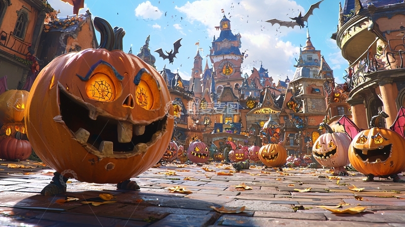 高清大图下载【趣麦麦图】万圣节南瓜城堡场景