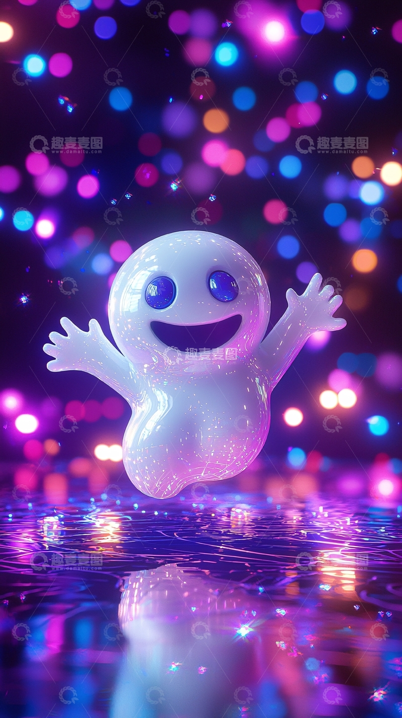 高清大图下载【趣麦麦图】梦幻发光鬼怪背景素材