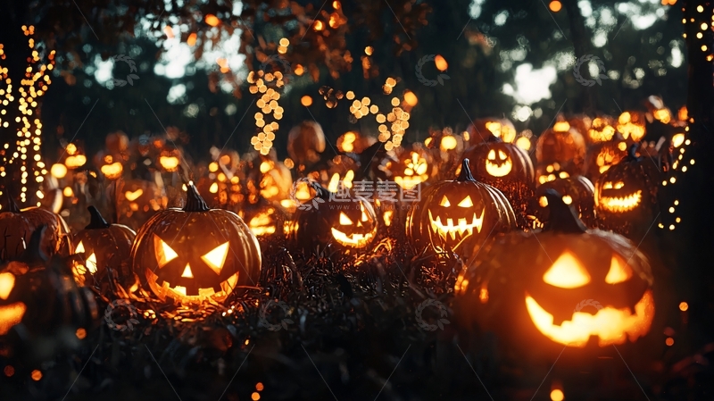 高清大图下载【趣麦麦图】万圣节南瓜灯夜景