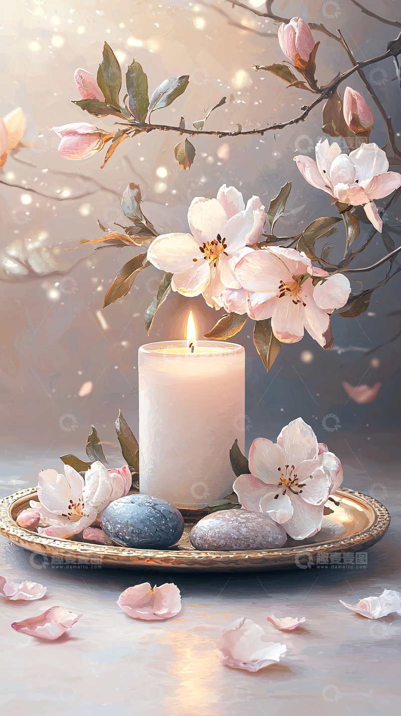 高清大图下载【趣麦麦图】春日花烛静谧场景