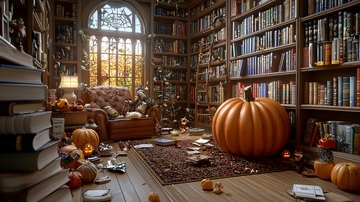 万圣节图书馆装饰场景