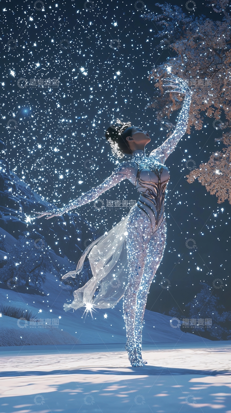 高清大图下载【趣麦麦图】冬夜星河舞者