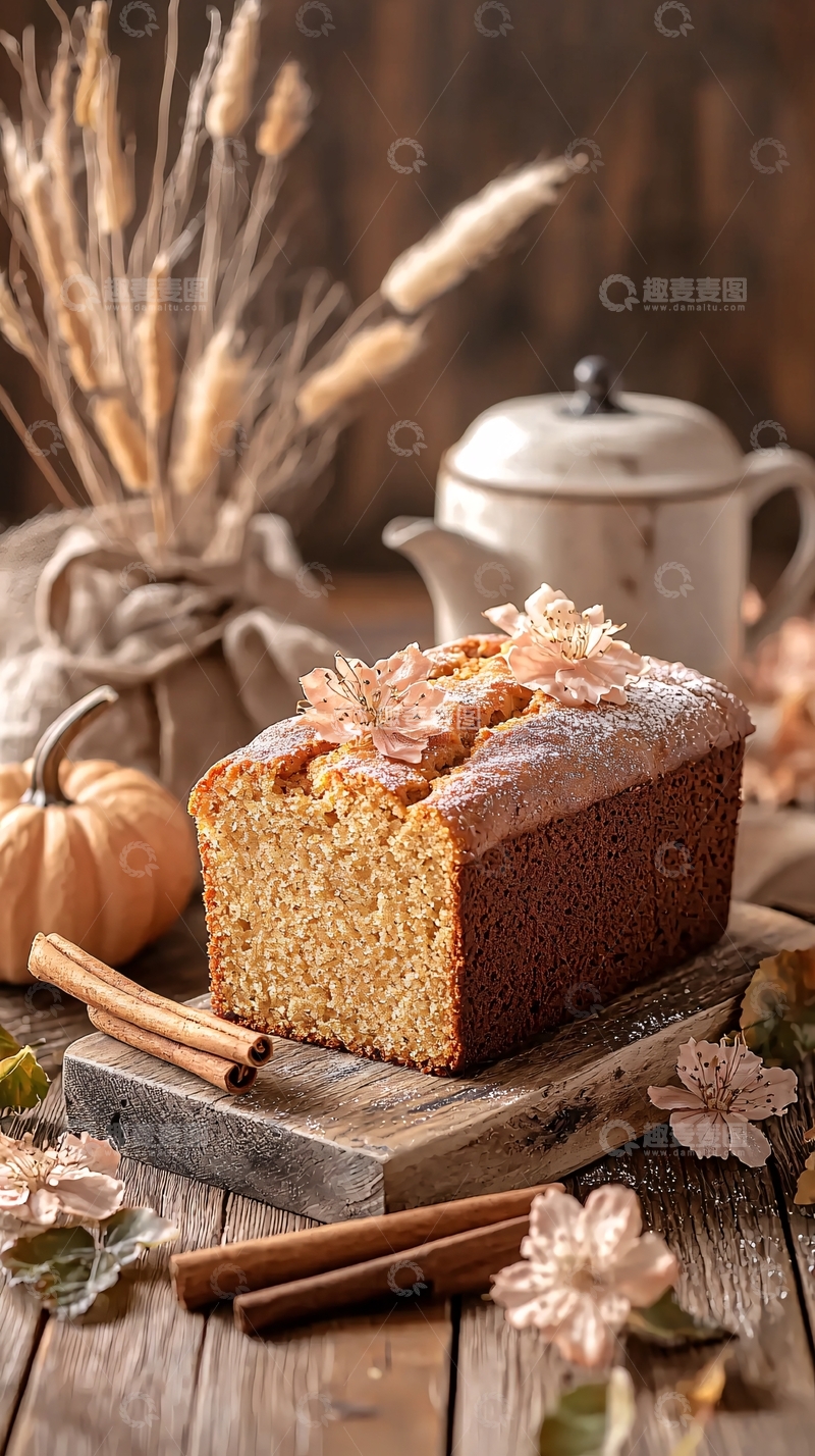 高清大图下载【趣麦麦图】秋日南瓜蛋糕与干花装饰