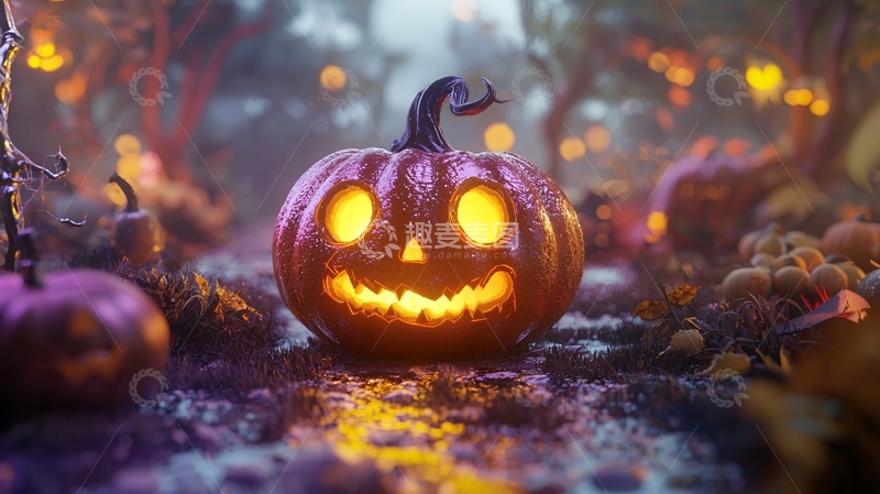 高清大图下载【趣麦麦图】万圣节南瓜灯夜景