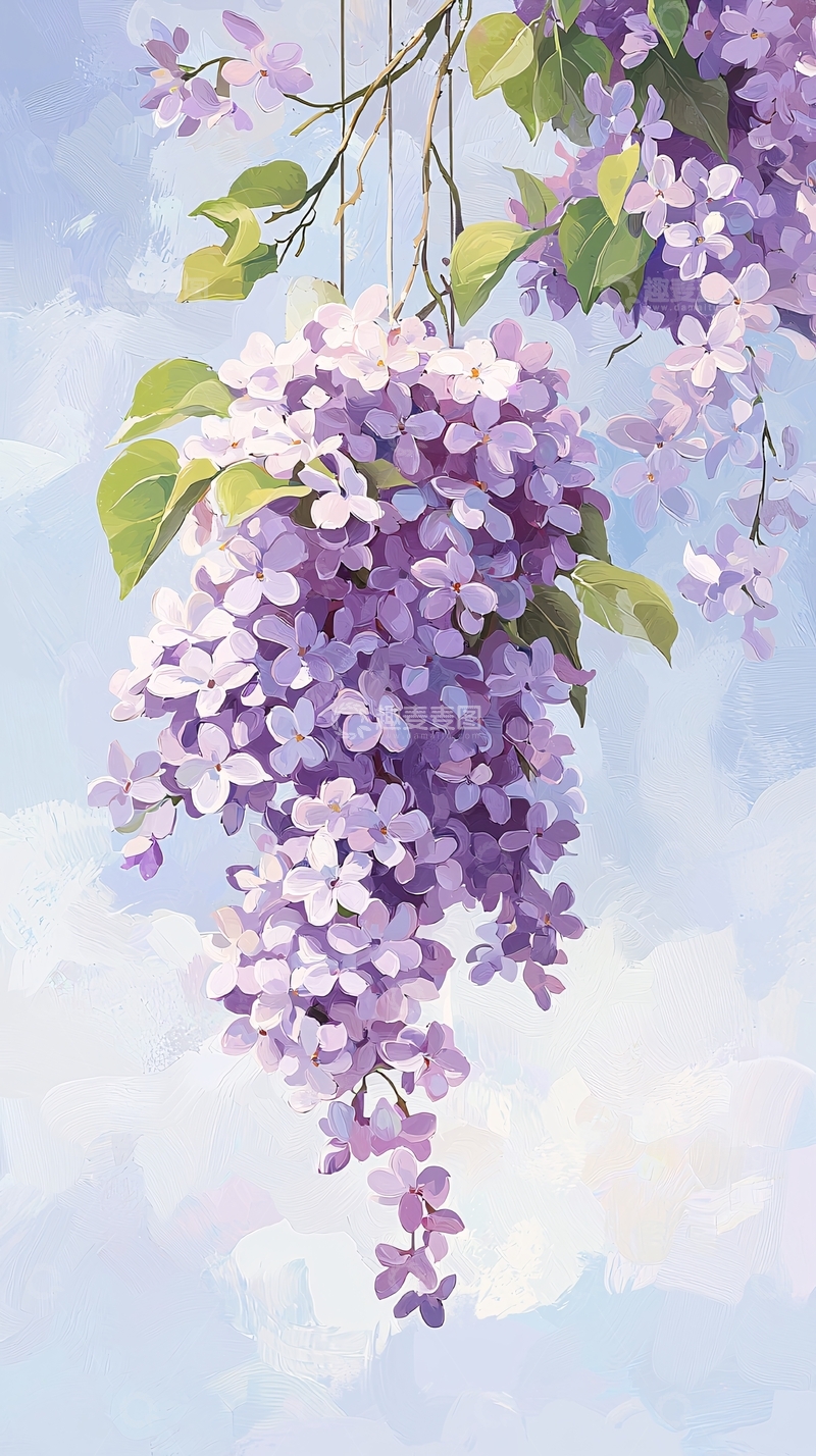 高清大图下载【趣麦麦图】紫色藤蔓花卉艺术画